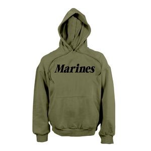 GI Type Marines Olive Drab Hooded Pullover Sweatshirt (2XL)
