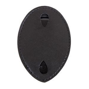Clip On Leather Badge Holder w/Tempered Steel Clip