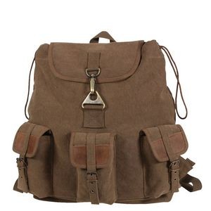 Brown Vintage Wayfarer Backpack w/Leather Accents