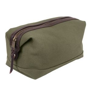Olive Drab Canvas Travel Kit Bag w/ Leather Accents