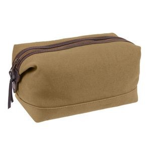 Coyote Brown Canvas Travel Kit Bag W/ Leather Accents