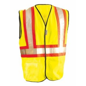 Class 2 Premium Solid Two Tone Safety Vest (2 Pockets)