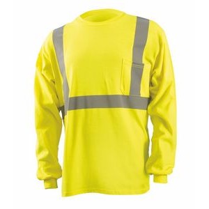 Flame Resistant Dual Certified for Arc and Flash Fire Long Sleeve ANSI Class 2 T-Shirt w/Pocket