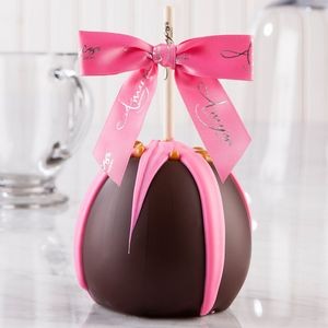 Pink Drizzled Caramel Apple w/Dark Belgian Chocolate