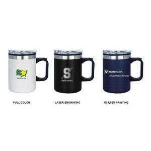 14oz double wall mug with SS outer,plastic liner and handle