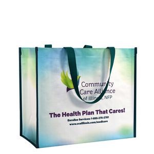 Custom Full-Color Laminated Woven Promotional Tote Bag 15"x13"x8"