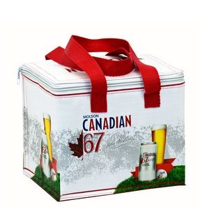 Custom Full-Color 145g Laminated Woven Insulated 6-Can Cooler Bag 8"x6.5"x6.75"