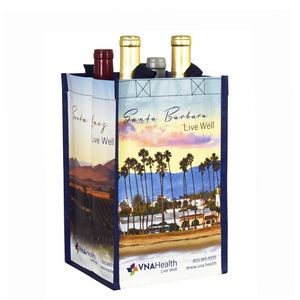 Custom 145g Laminated Woven 6-Bottle Wine Tote Bag 7"x11"x7"