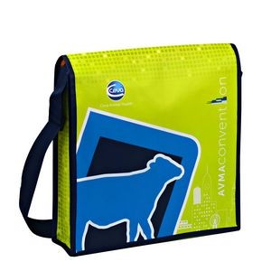 Custom Full-Color180g Double-Layered Laminated Non-Woven Tradeshow Messenger Bag 13.5"x12.5"x3"