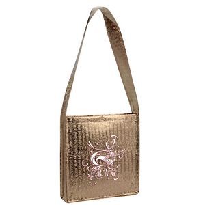 Textured Laminated Metallic Bronze Messenger Bag 14"x15"x3"