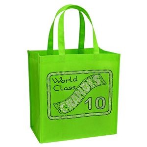 Custom 80g Non-Woven PP Tote Bag w/Metallic Gliter Decoration 14"x15"x8"