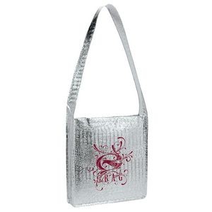 Laminated Non-Woven Textured Metallic Bronze Messenger Bag 14"x15"x3"
