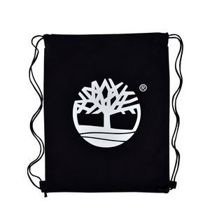 Custom 8 oz Black Cotton Canvas Drawstring Backpack Cinch Bag 14"x17"