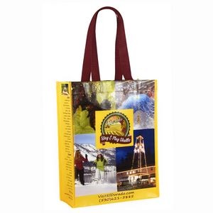 Custom Full-Color Laminated Non-Woven Promotional Tote Bag 10"x13"x3"