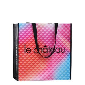 Custom Full-Color185g Laminated Woven PE Shopping Bag 15"x16"x6"