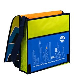 Full-ColorDouble-Layered Laminated Tradeshow Messenger Bag Adjustable Shoulder Strap 13.5x12.5x3