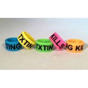 1/2" Debossed Solid Color Silicone Ring w/Color Fill