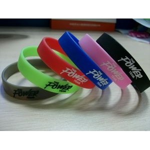 1/2" wide Solid Color Silicone Wristband with Silkscreened Imprint