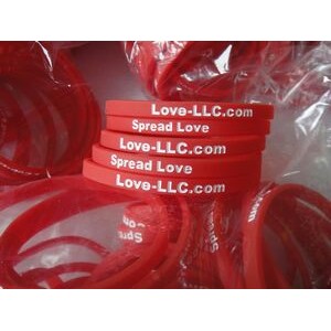1/4" (6mm) Wide Debossed Silicone Wristband w/Color Fill