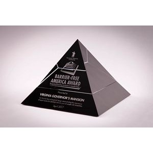 Crystal Pyramid Award w/Black Crystal Base (8 x 8 x 5 7/8")