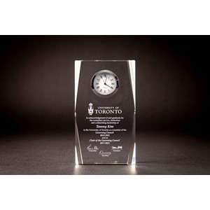 2D Crystal Award with Clock (5 1/2 x 3 1/8 x 1 1/8")