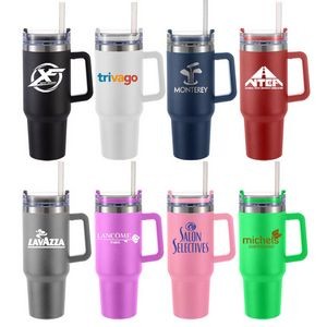 40 oz Vacuum Insulated Stainless Steel Tumbler with Handle Lid and Straw