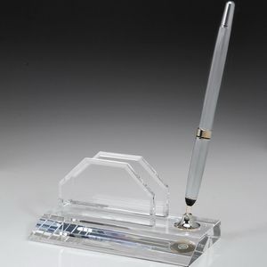 Optical Crystal Card Holder and Pen Set (2 1/2")