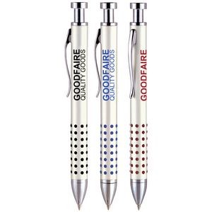 Goodfaire Value Ballpoint Pen w/ Pearl Silver Finish & Rubber Dot Grip