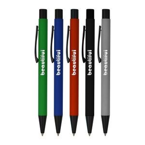 Soft Rubber Click Metal Ballpoint Pen with Chrome Engraving