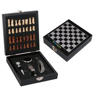 Chess Set Wood w/ 4 PC Wine Opener Set