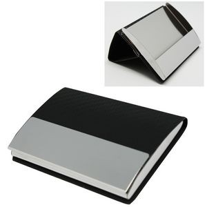 Faux Leather Stainless Steel Business Card Case & Holder
