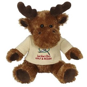 11" Morris Moose w/Machine Knit Sweater Embroidered
