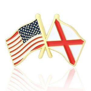 Stock Crossed Flag Pin (USA & States)