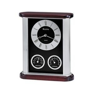 Bulova Belvedere Mahogany Black & Silver Clock & Thermometer Dials