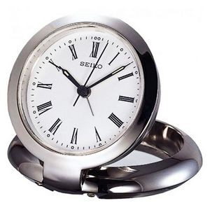 Seiko Silver Tone Metal White Analog Dial Alarm Clock