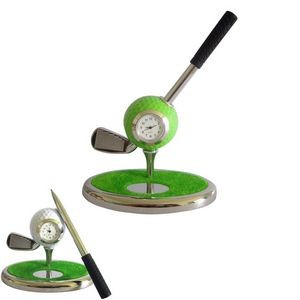 Golf Ball Desk Set w/Clock & Pen