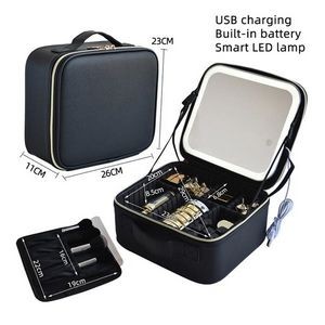 Smart Travel Makeup Case with LED Light Mirror
