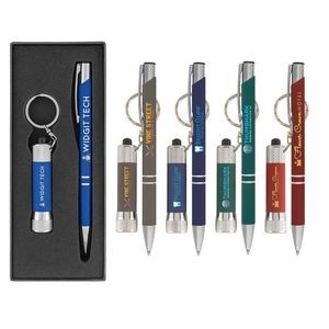 Tres-Chic & Chroma Softy - ColorJet - Full Color Metal Pen & Flashlight Gift Set