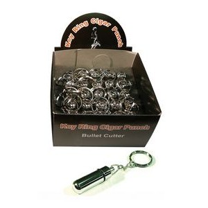 Cigar Bullet Silver Cutter Key Chain (Display Box of 25)