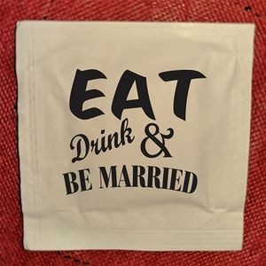 Stock "Eat Drink & Be Married" Wedding Moist Towelettes (Pack of 50)