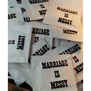 Stock "Marriage is Messy" Moist Towelettes - (Pack of 50)