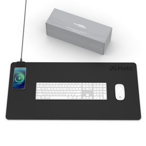 DeskShield Charge Contemporary Desk Mat with Built-in Wireless Charging (Black)