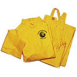 3 piece, yellow rain suit, 35 Mil PVC, cordura collar