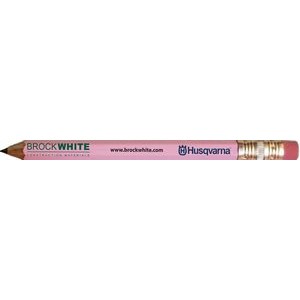 Hex golf pencil, eraser, assorted colors, 1 line of custom text (always sharpened)