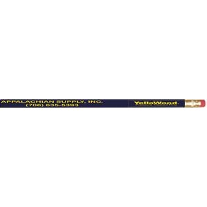 Round hardwood pencil, eraser, assorted colors, screen printed
