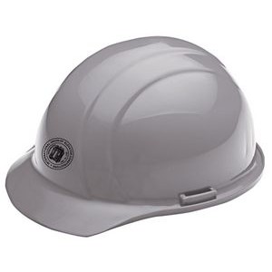 Gray hard hat, six point pin lock suspension