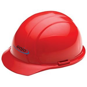 Red hard hat, six point pin lock suspension