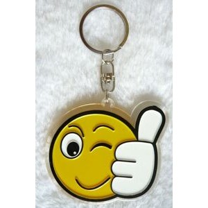Acrylic Winking Face / Thumbs Up Keychain