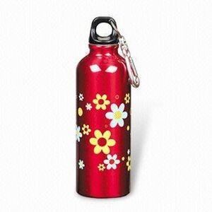 Aluminum Sports Bottle w/ Flower Pattern