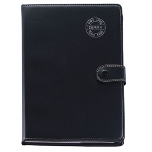 Black Leather Look Diary w/ Strap Closure (7.5"x4.1")